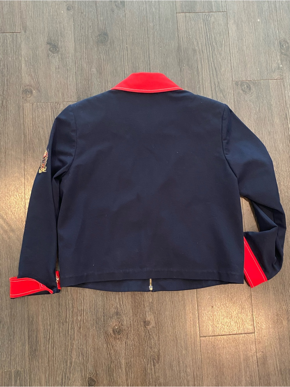 St. John Marine Nautical Boat Knit Blazer Jacket Small Navy Blue Red Anchors - Picture 7 of 8